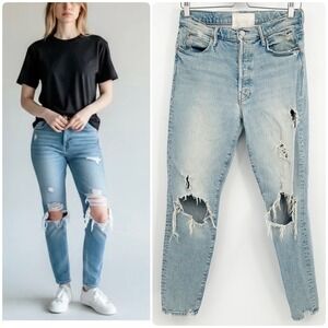MOTHER Superior The Super Stunner Ankle Distressed Jeans Say Amen Again Size 28